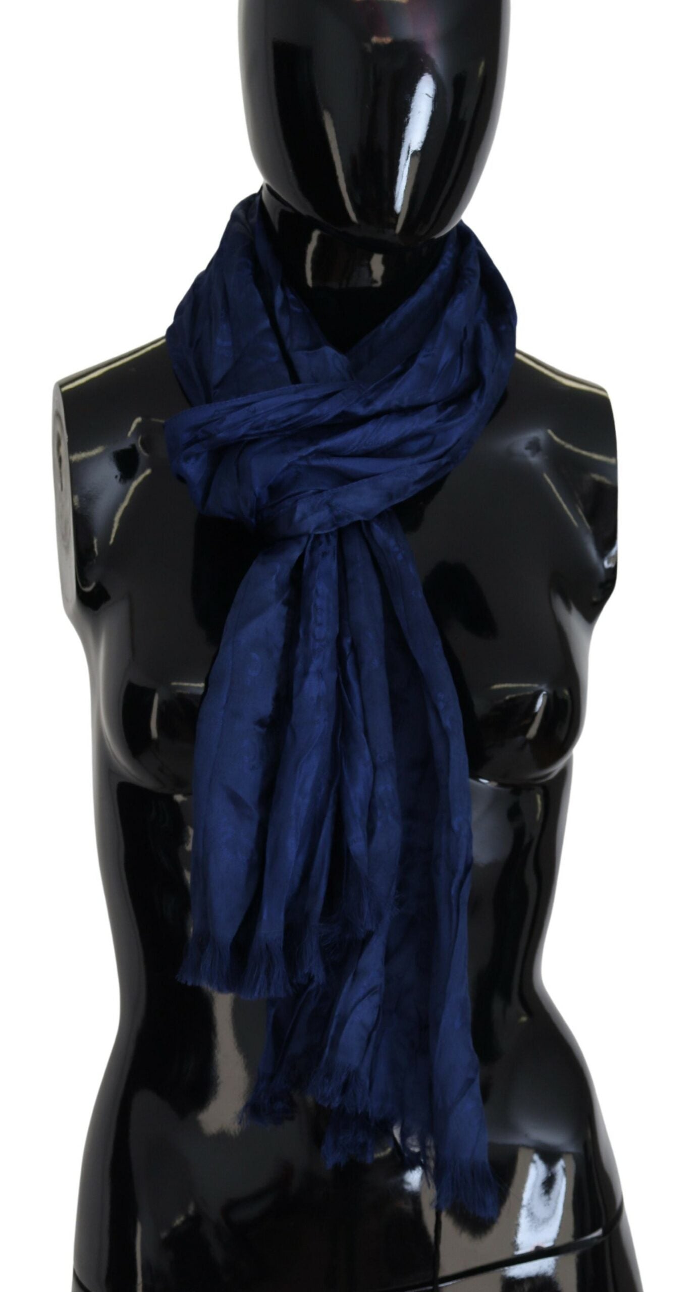 Sciarpa con frange Foulard in seta blu