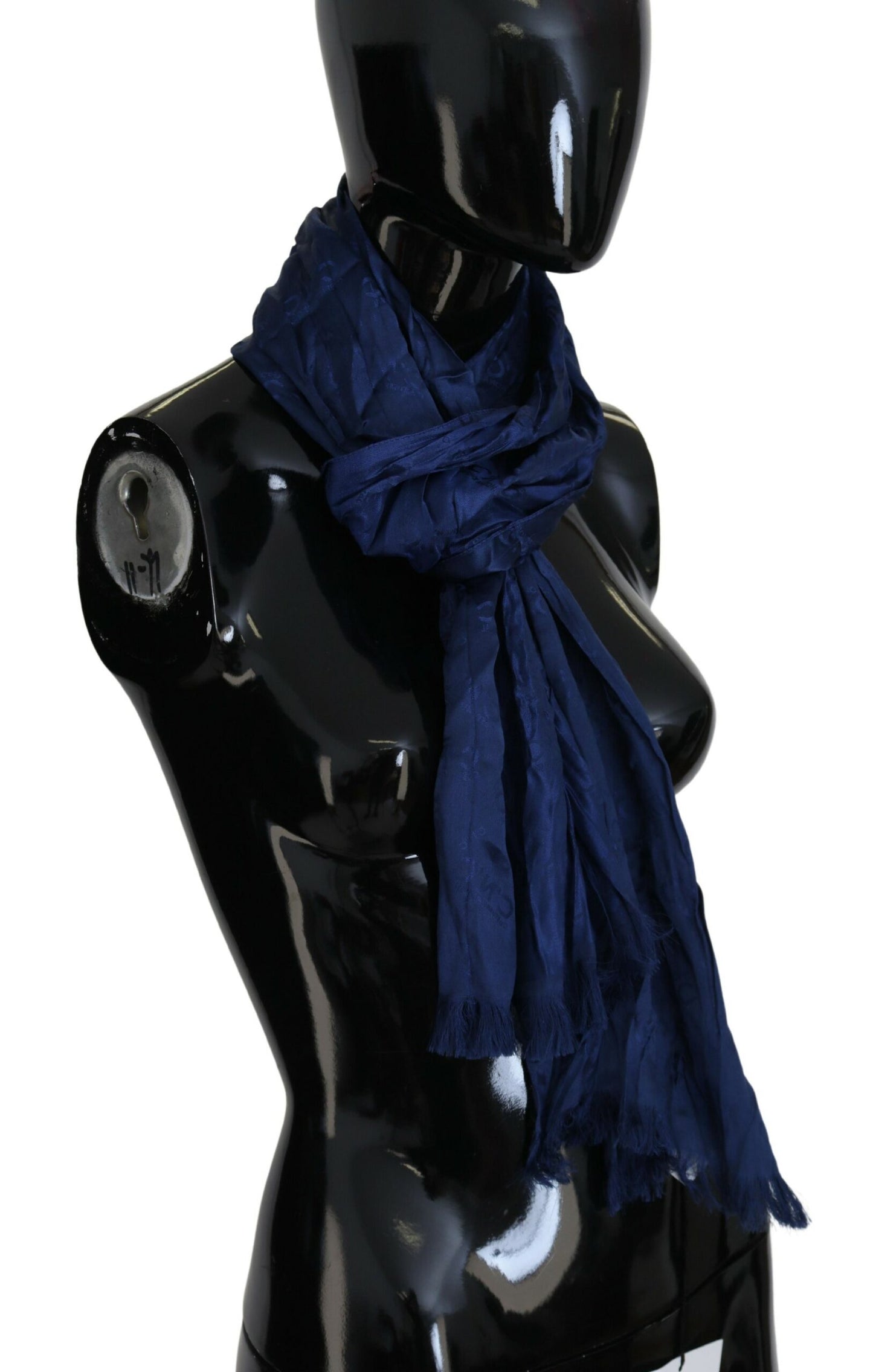 Sciarpa con frange Foulard in seta blu