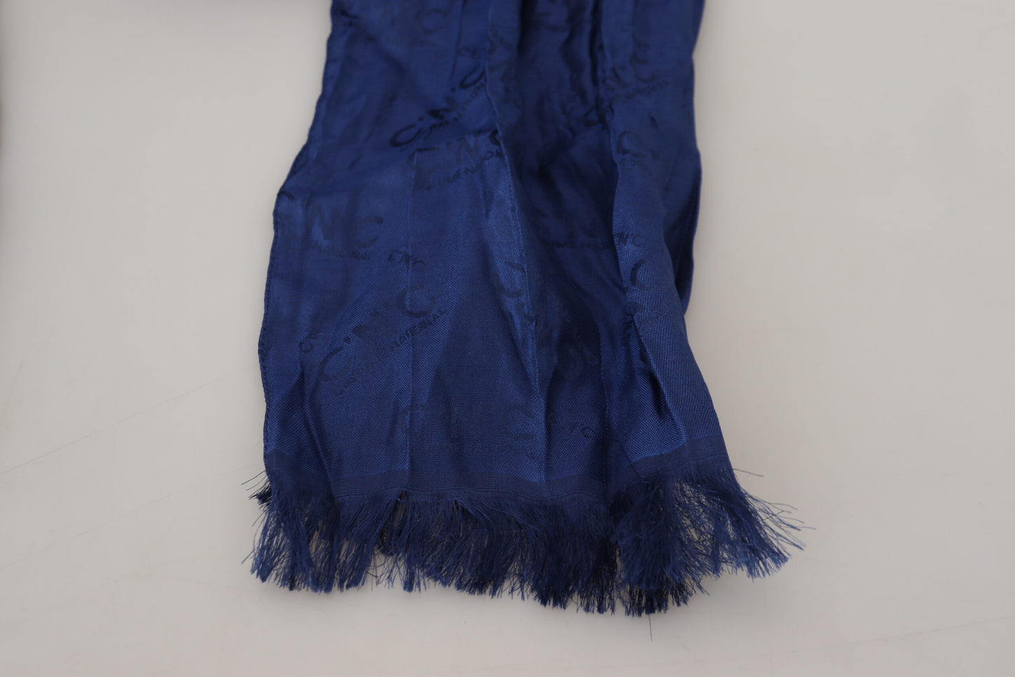 Sciarpa con frange Foulard in seta blu