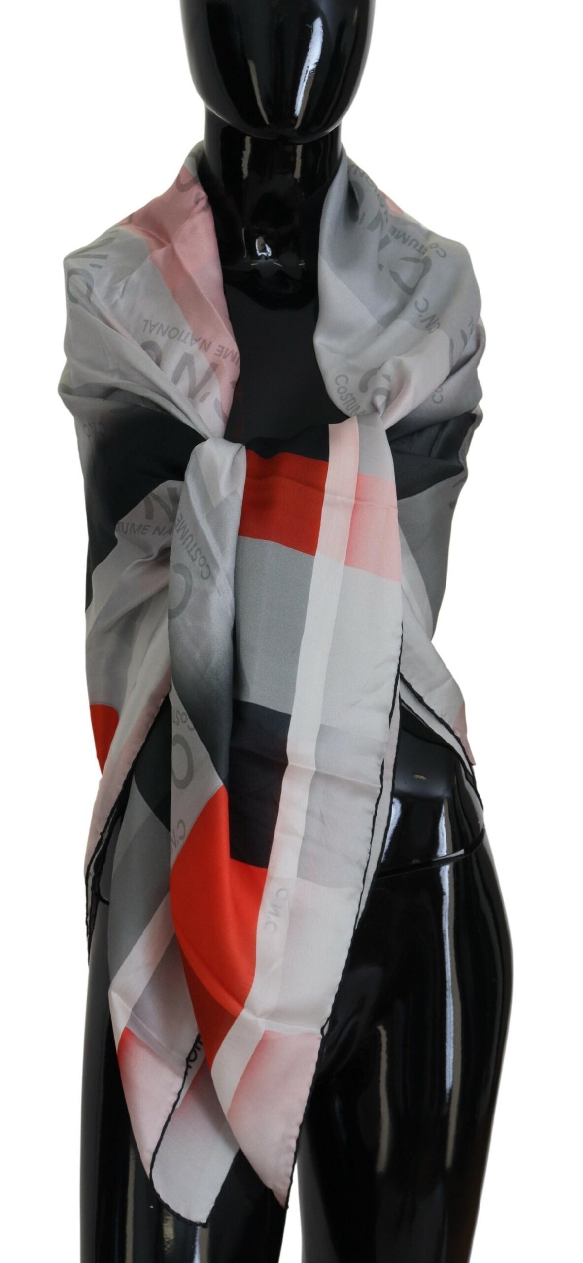 Sciarpa avvolgente con foulard scialle rosso grigio