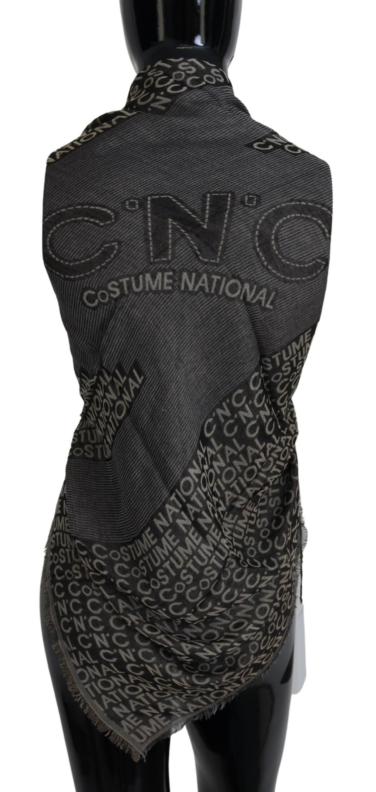 Sciarpa scialle avvolgente con collo in maglia con logo grigio