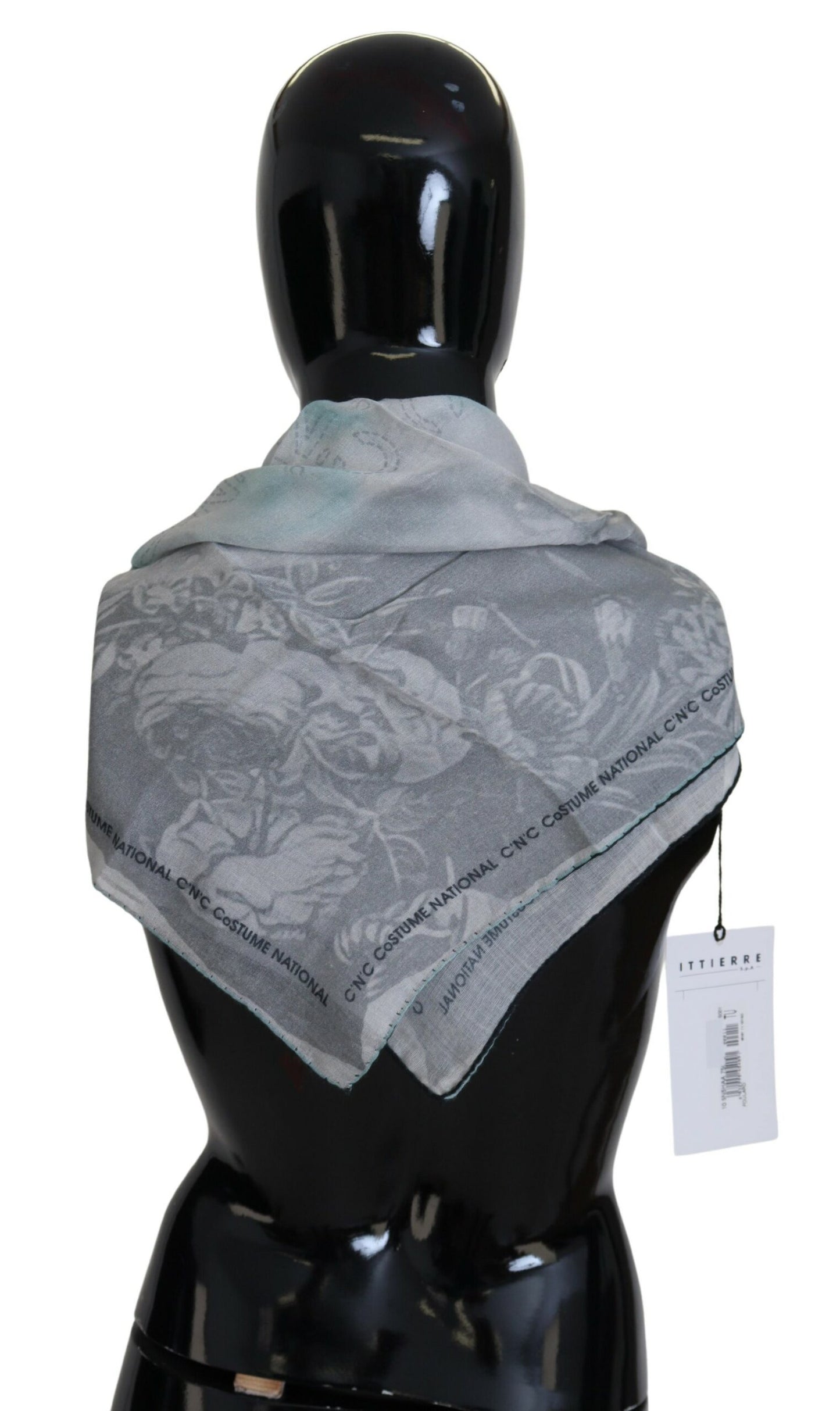 Sciarpa con marchio Foulard con stampa grigia