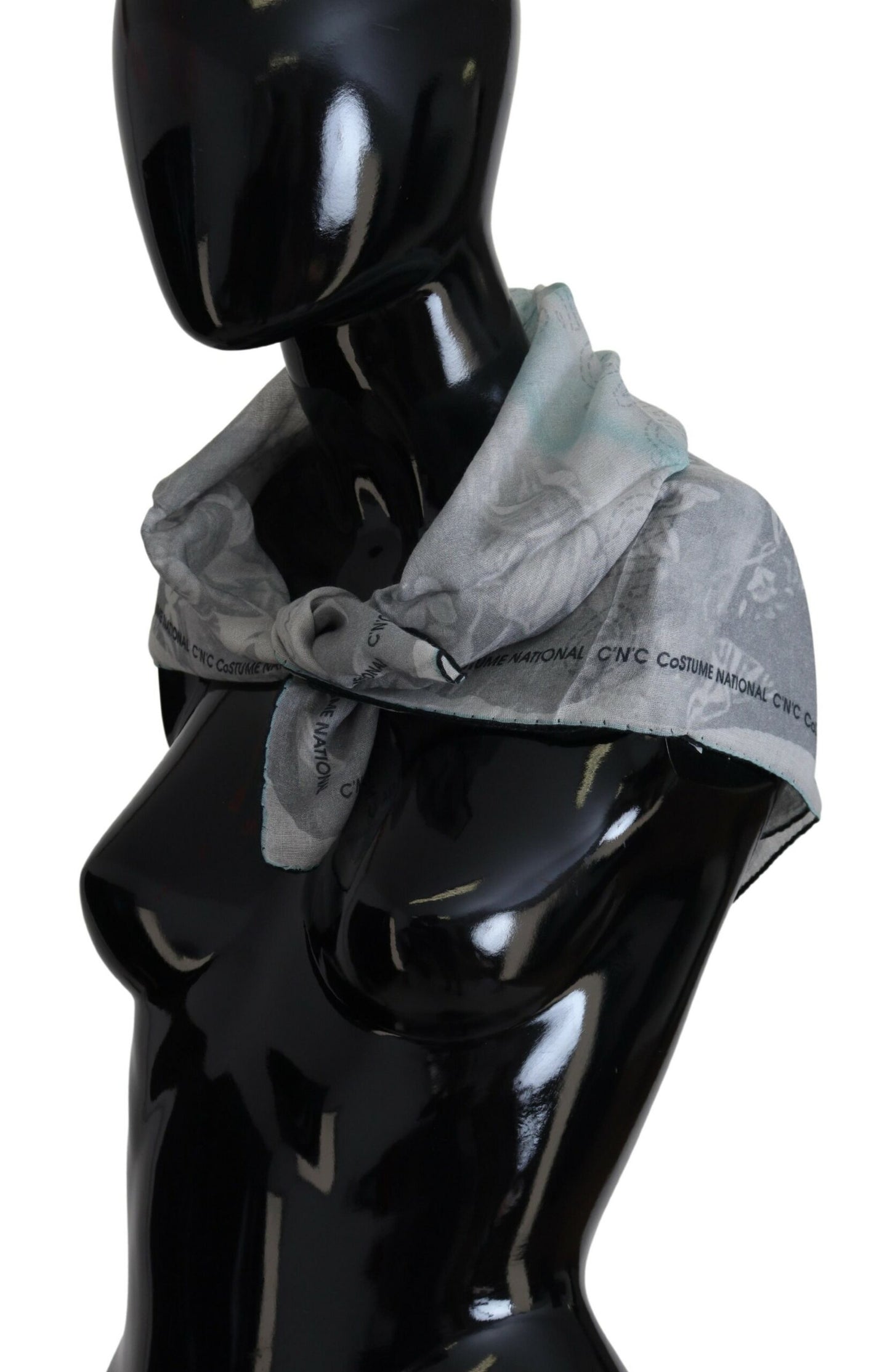 Sciarpa con marchio Foulard con stampa grigia