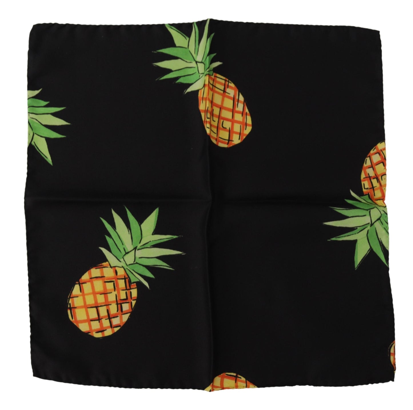 Sciarpa fazzoletto quadrato stampato ananas nero
