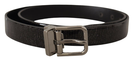 Ceinture en cuir noir élégante Dolce & Gabbana avec boucle en argent