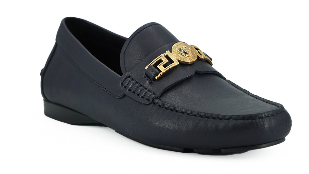 Zapatos Mocasines De Piel De Becerro Azul Marino