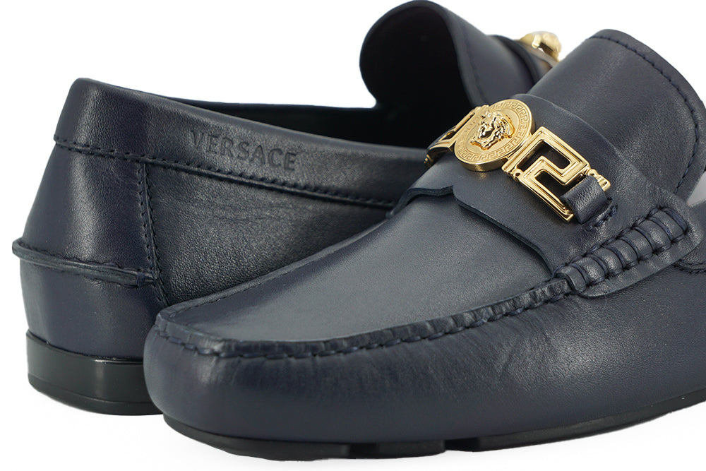 Zapatos Mocasines De Piel De Becerro Azul Marino