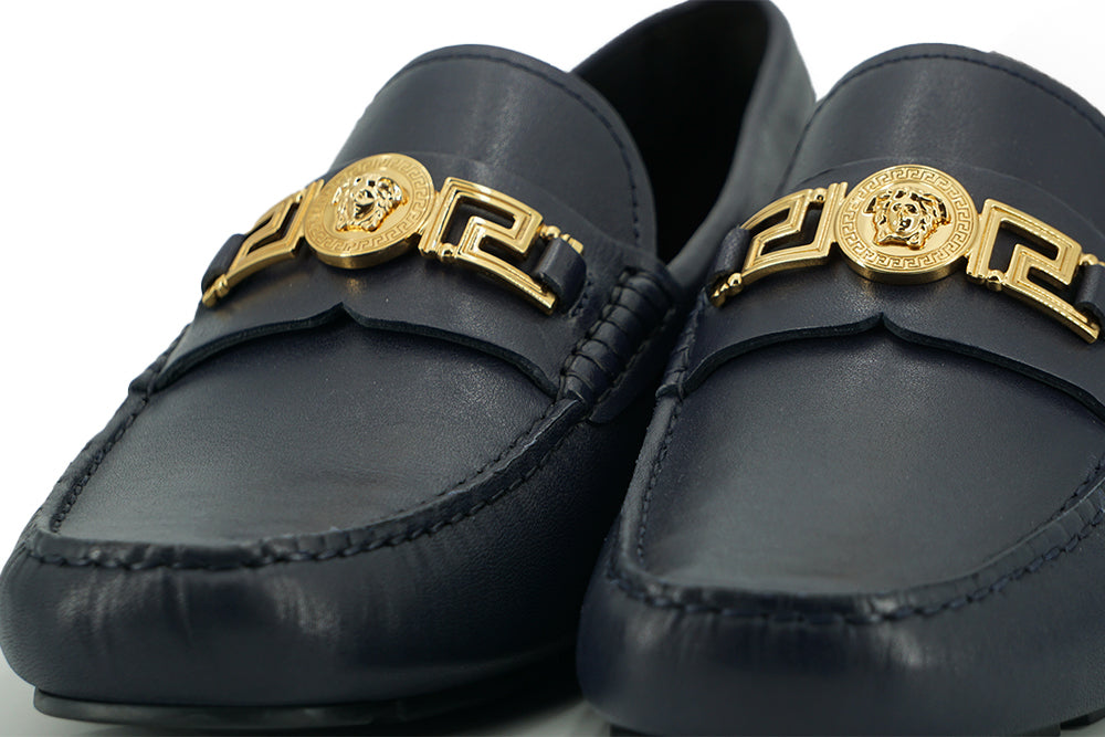 Zapatos Mocasines De Piel De Becerro Azul Marino