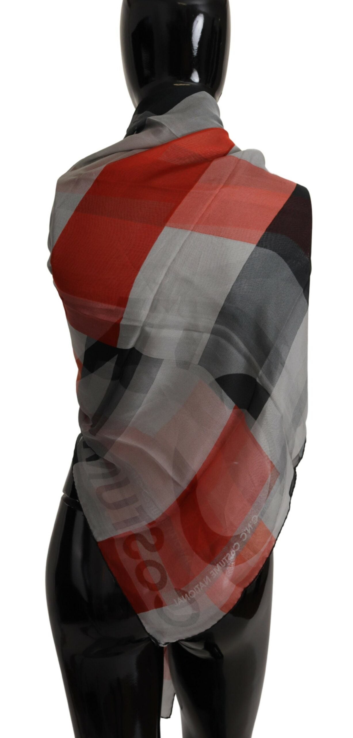 Sciarpa avvolgente con foulard scialle rosso grigio