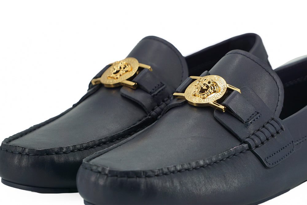 Zapatos Mocasines De Piel De Becerro Azul Marino