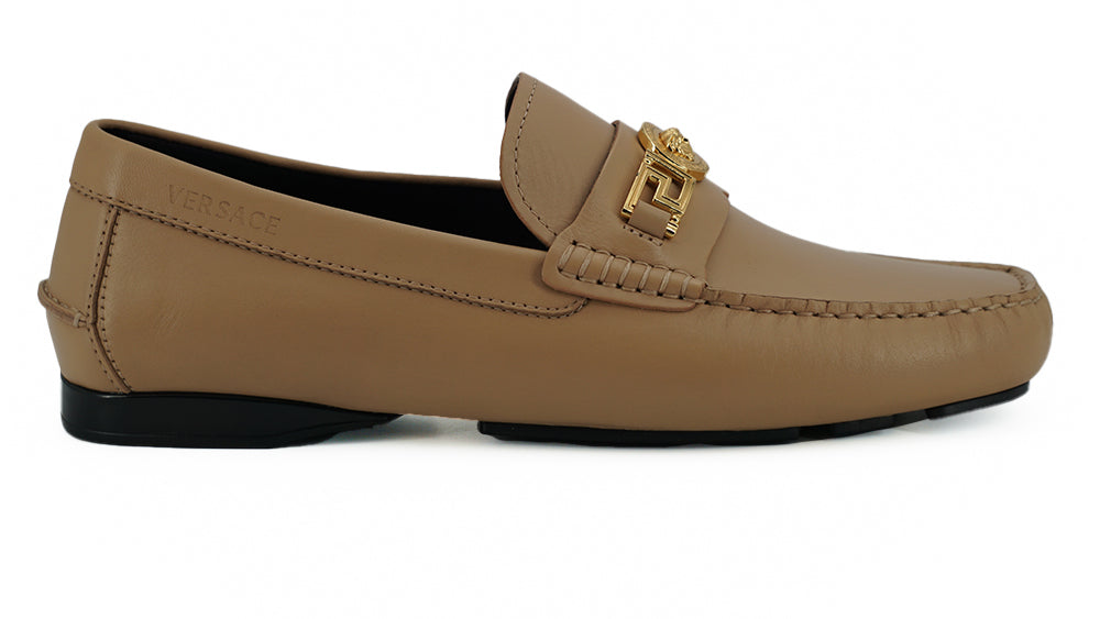 Zapatos mocasines de piel de becerro beige