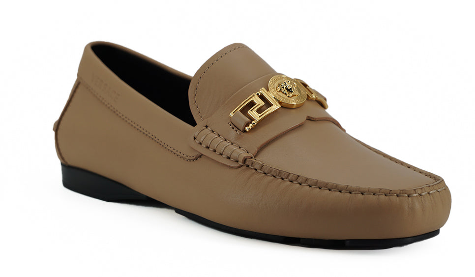 Zapatos mocasines de piel de becerro beige