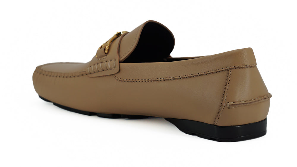 Zapatos mocasines de piel de becerro beige