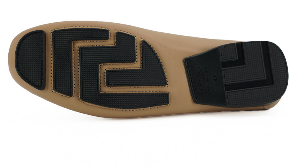 Zapatos mocasines de piel de becerro beige