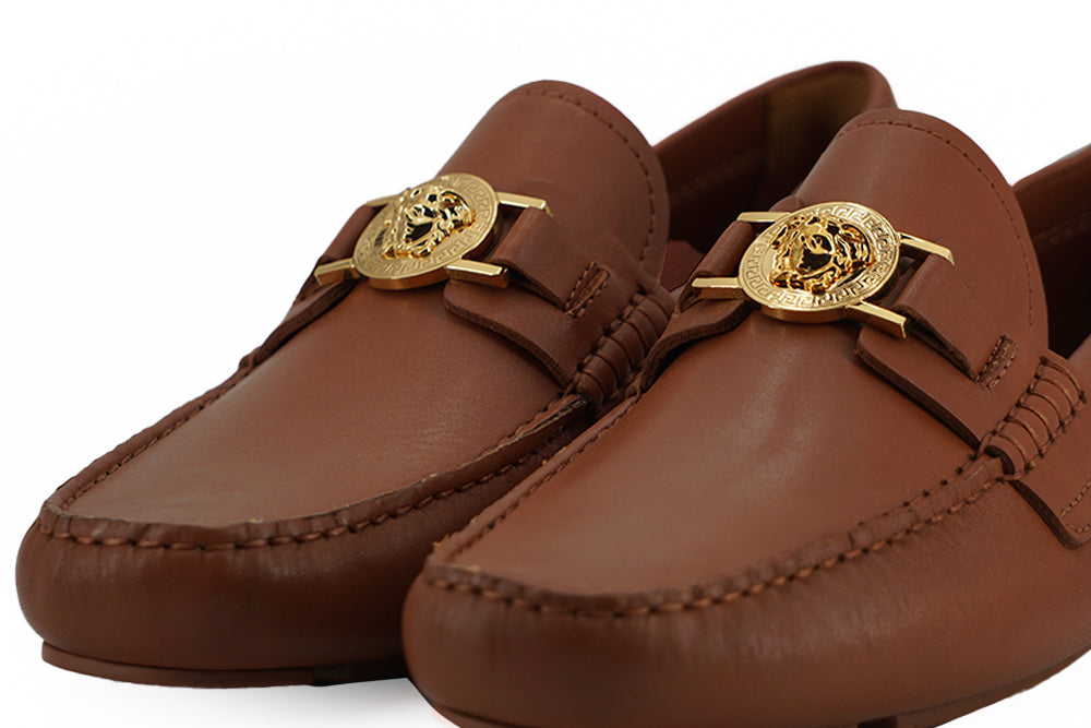 Zapatos Mocasines De Piel De Becerro Marrón Natural