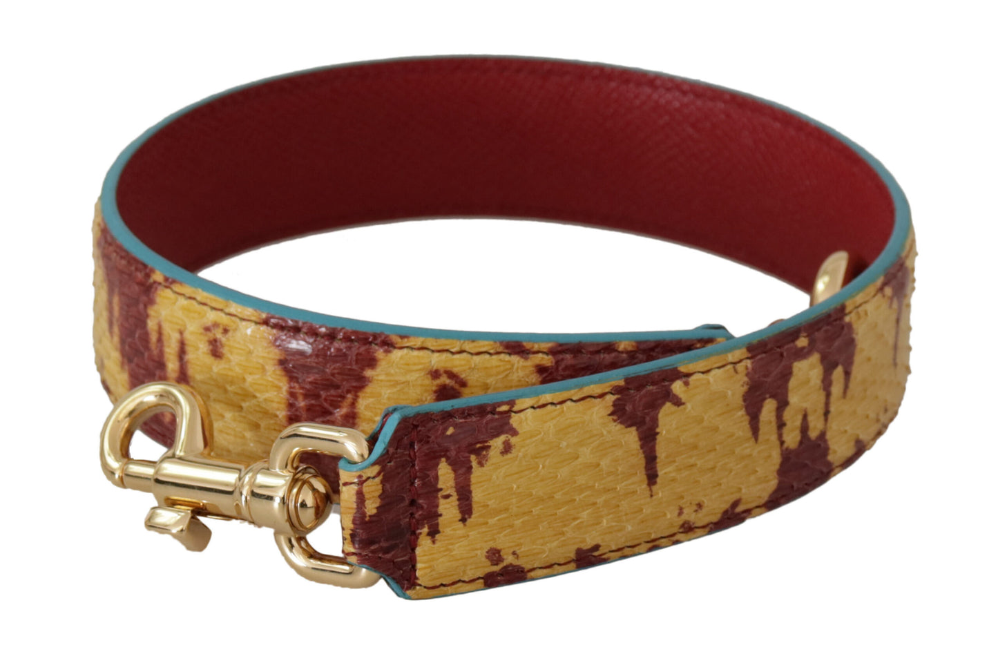 Tracolla in pelle color oro giallo rosso