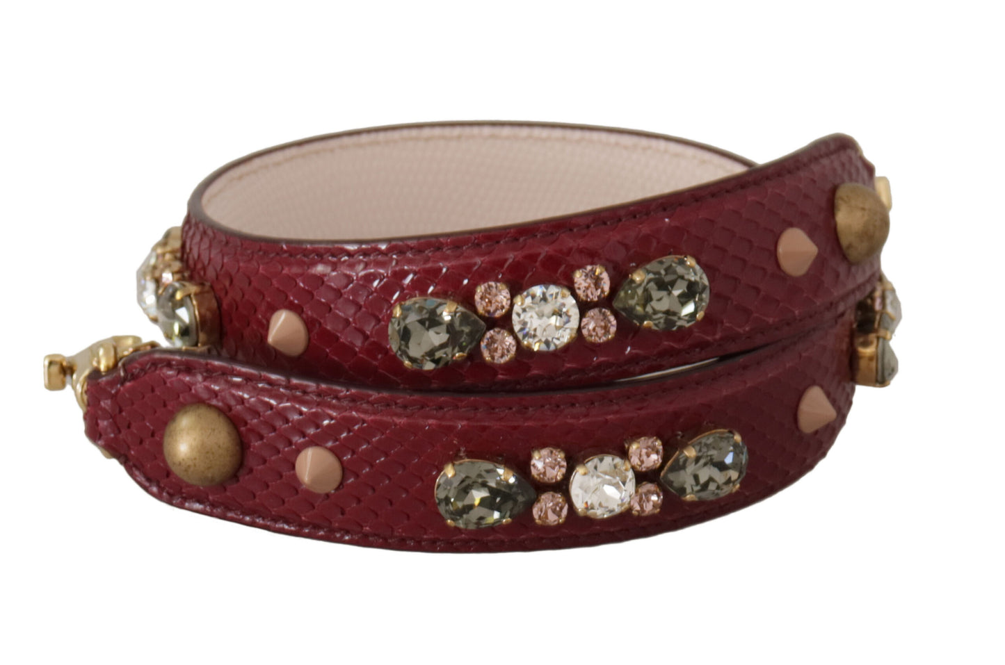 Borsa a tracolla in pelle bordeaux con cristalli