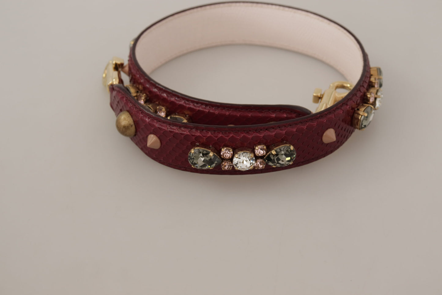 Borsa a tracolla in pelle bordeaux con cristalli
