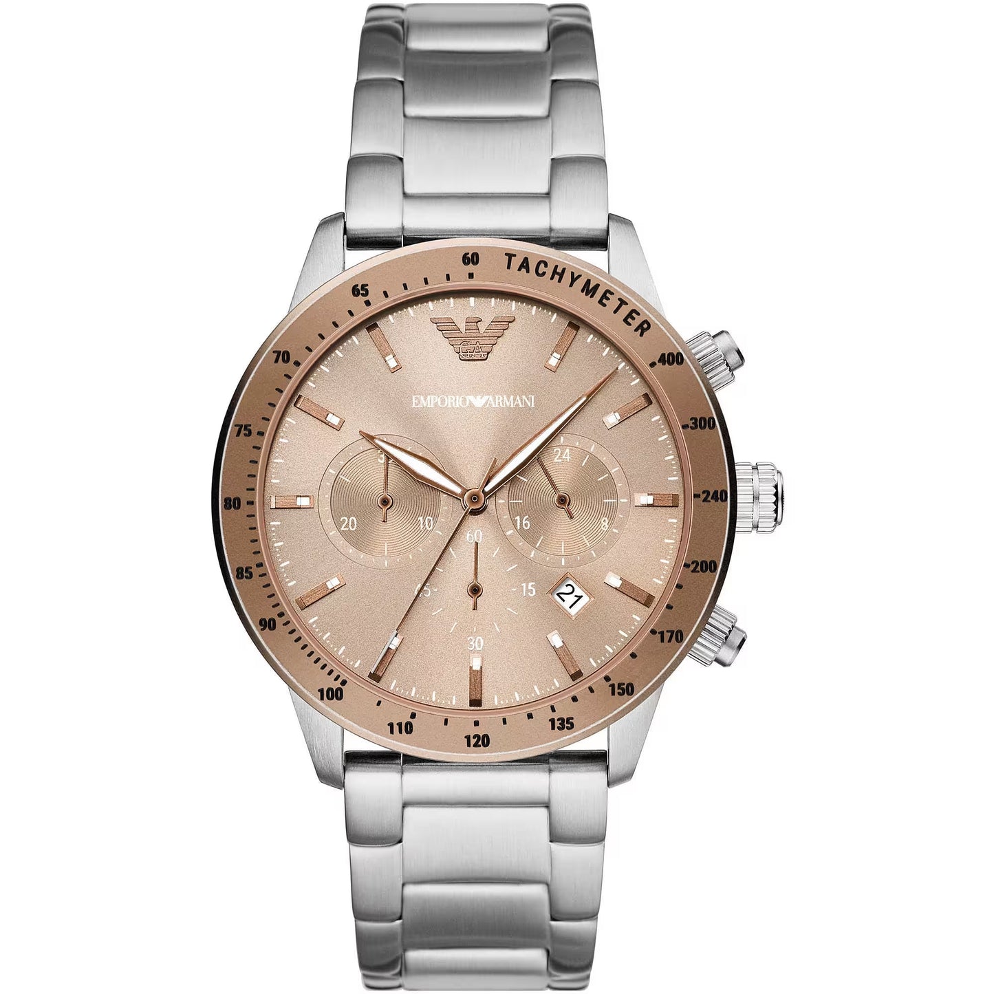 Reloj Cronógrafo de Acero Bronce y Plata