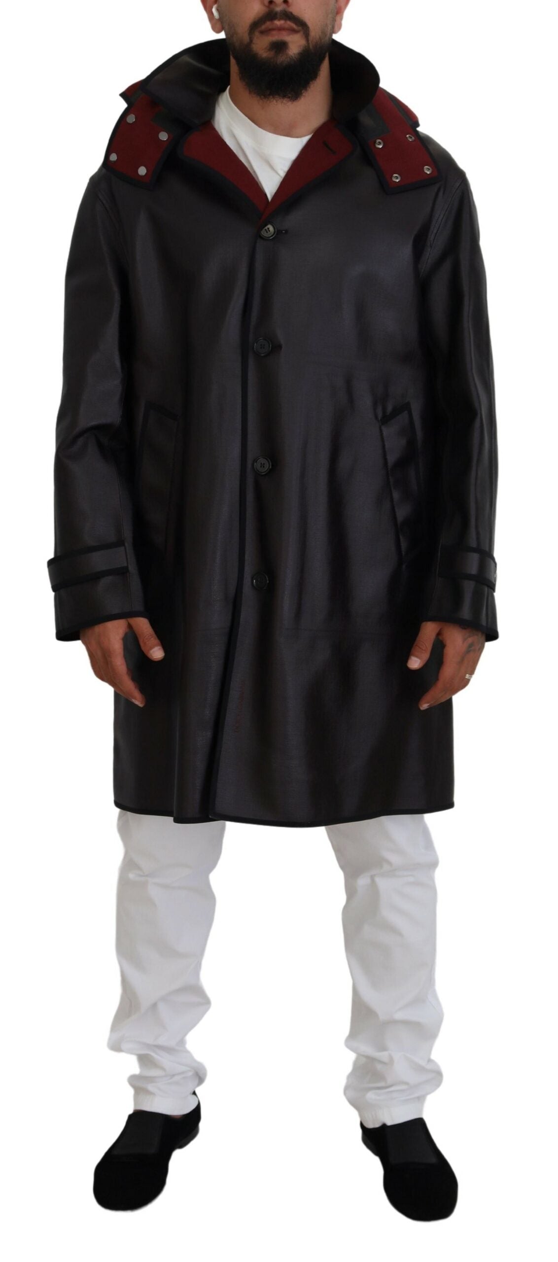 Parka de algodón con capucha y gabardina negra