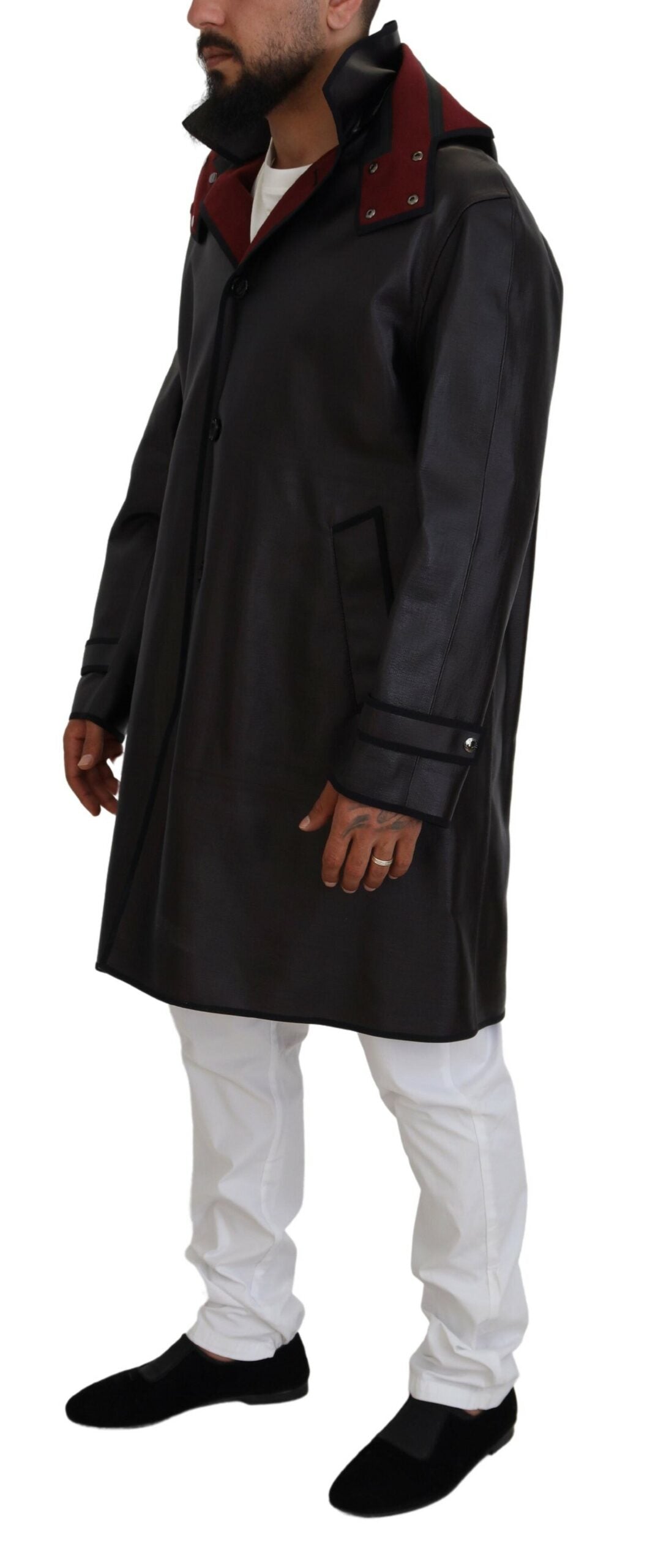 Parka de algodón con capucha y gabardina negra