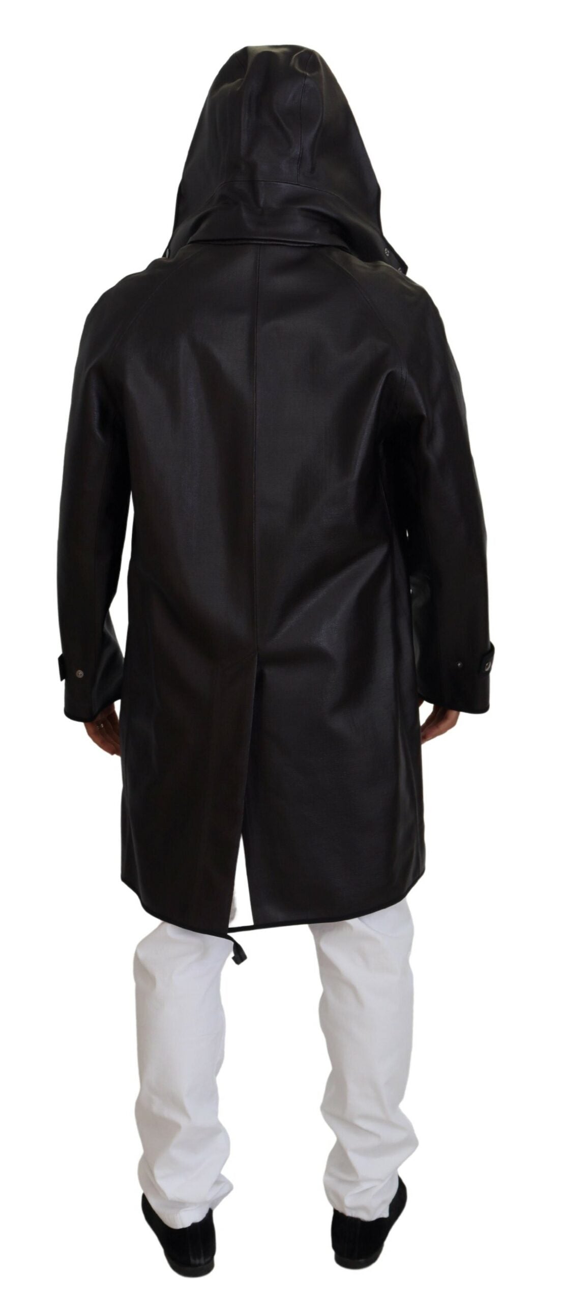 Parka de algodón con capucha y gabardina negra