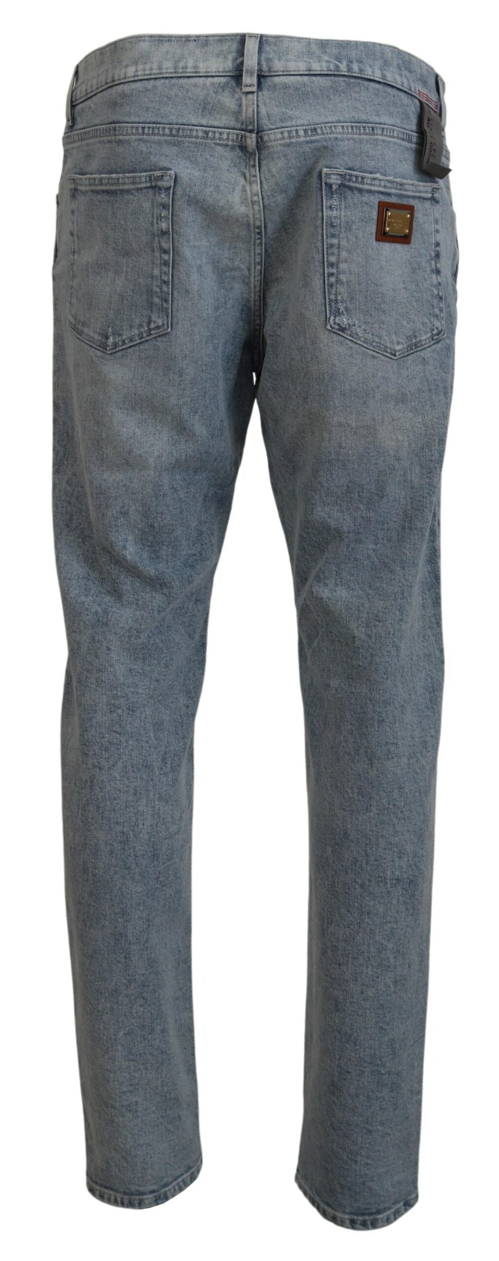 Vaqueros de denim de algodón con lavado azul y corte slim