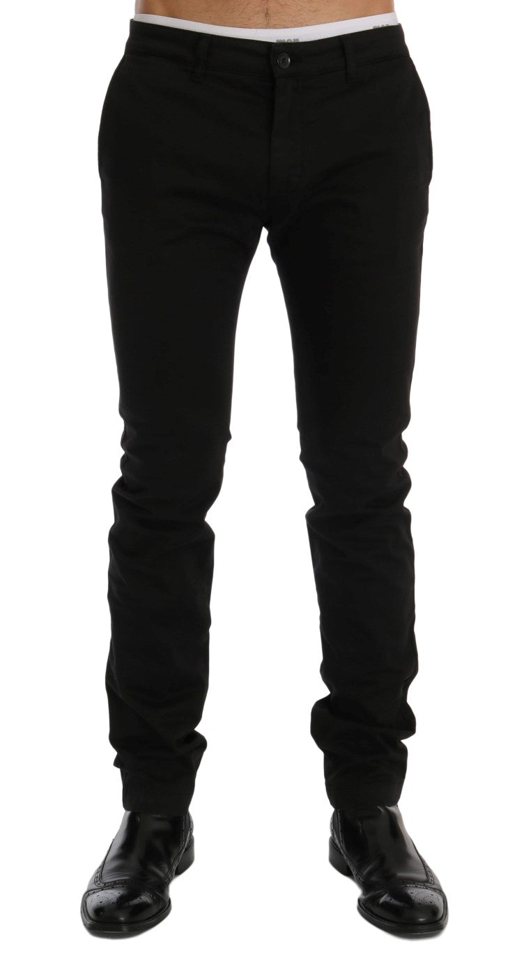 Pantaloni chino elasticizzati in cotone nero