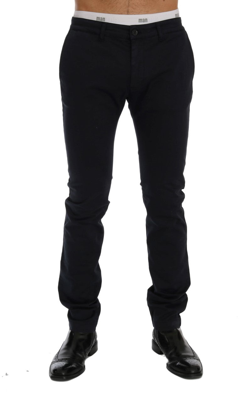 Pantalón chino elástico de algodón azul