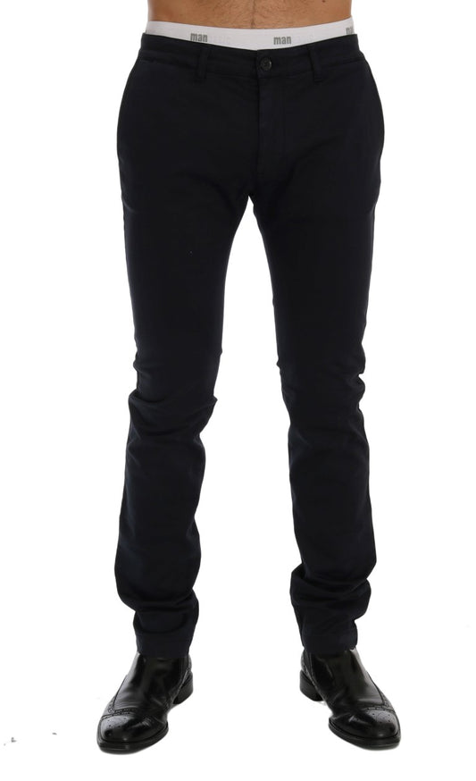 Pantalons en coton stretch bleu slim-fit GF Ferre Chic