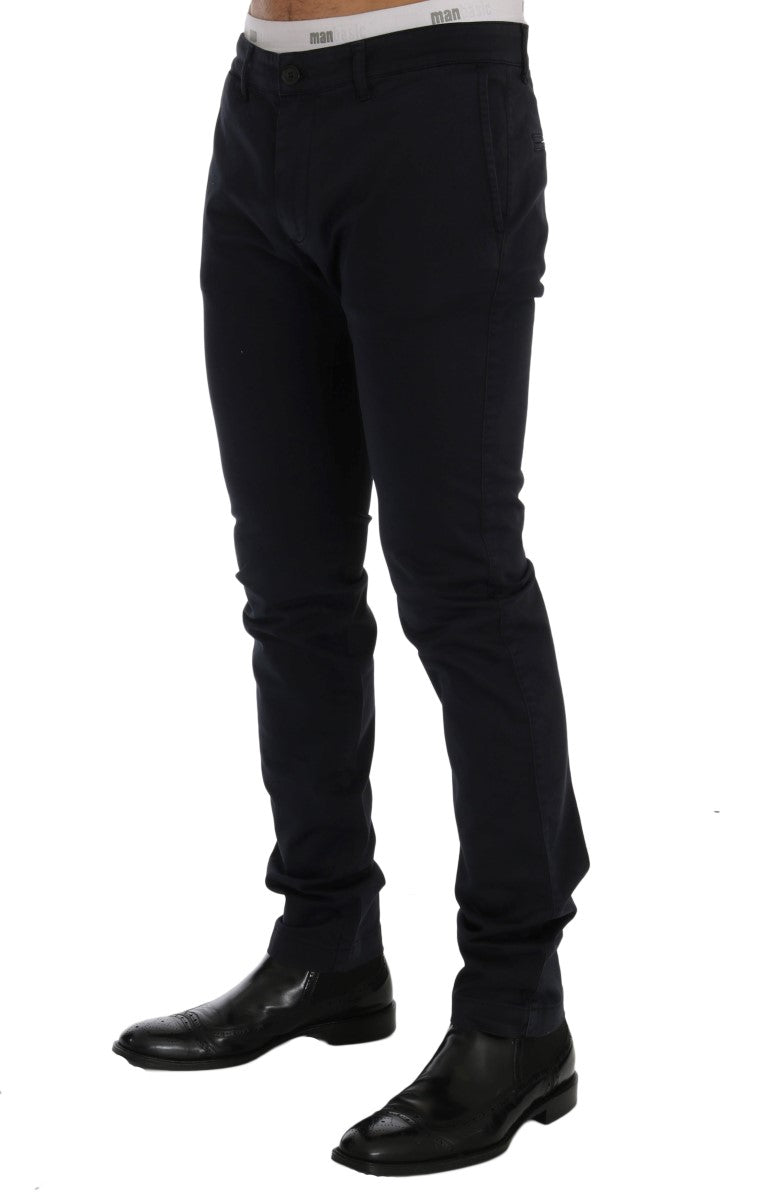 Pantalón chino elástico de algodón azul