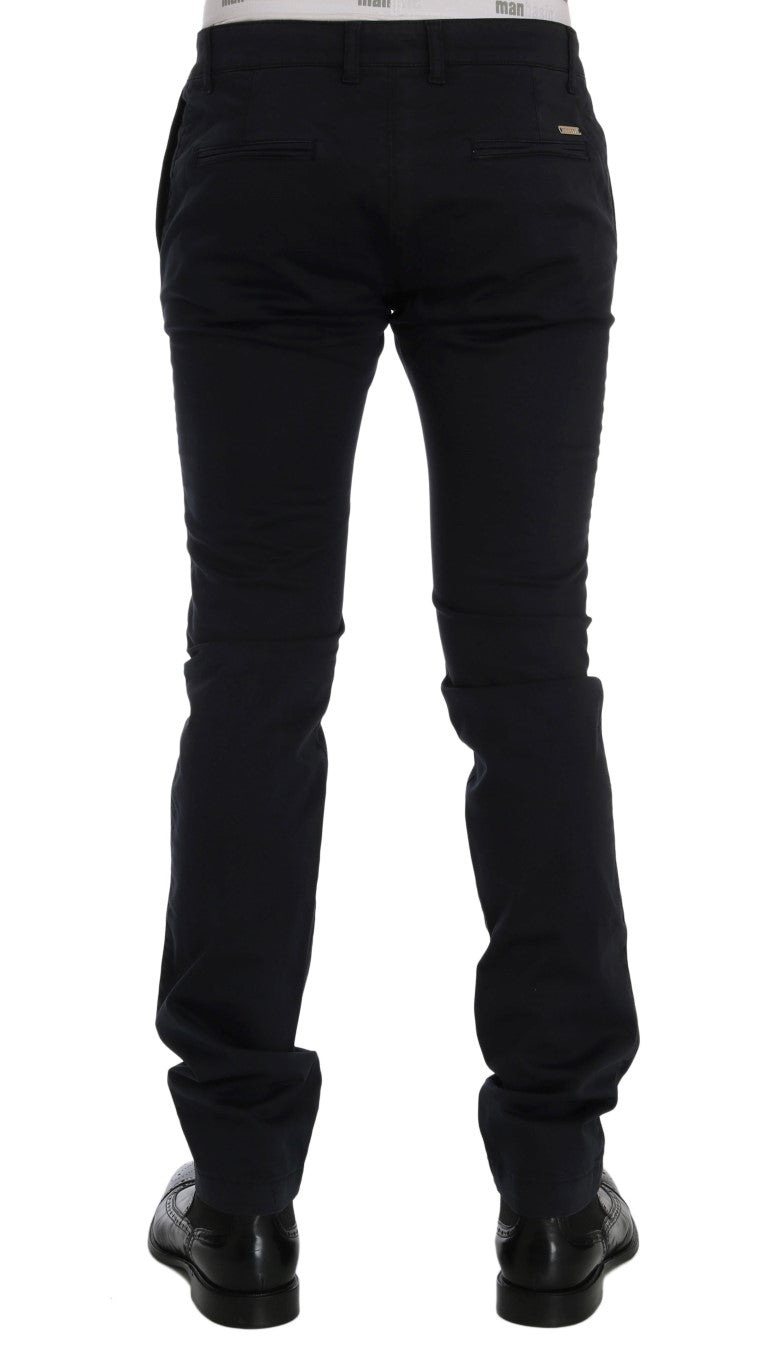 Pantalón chino elástico de algodón azul