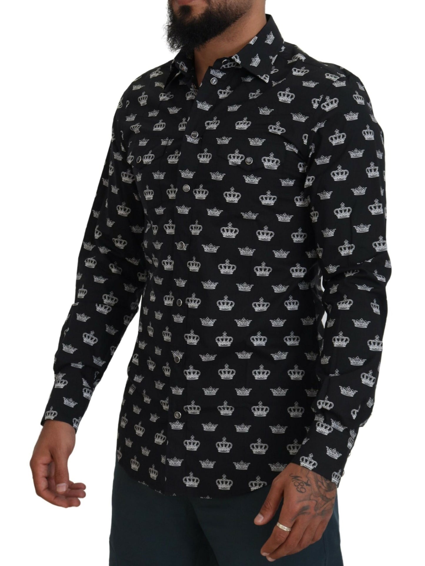 Camicia slim ORO con stampa corona nera