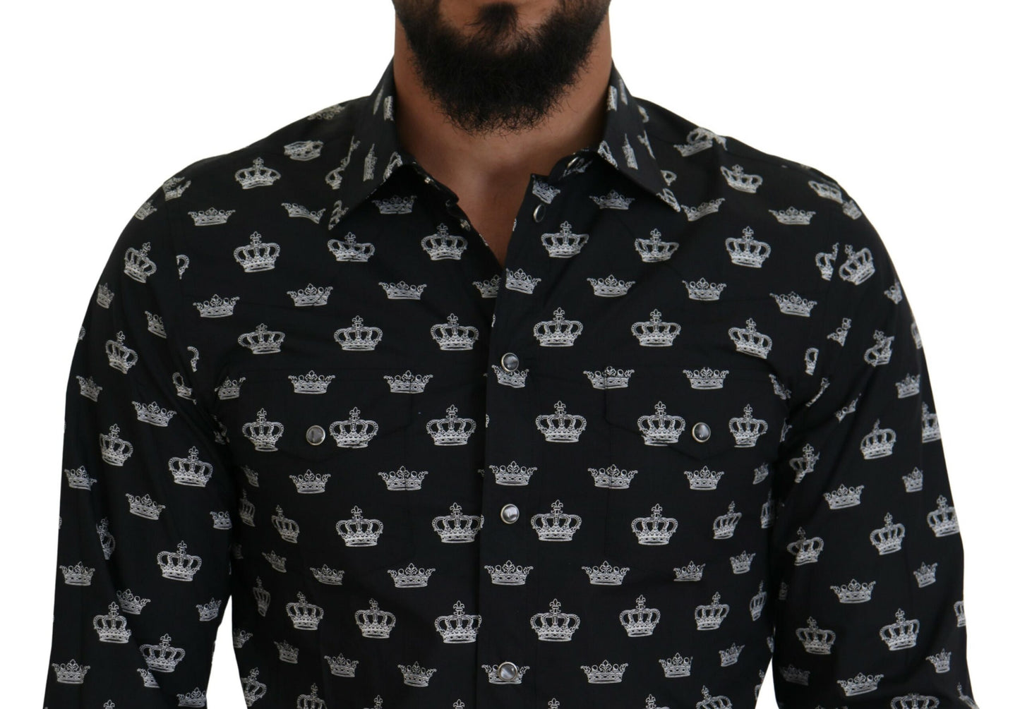 Camicia slim ORO con stampa corona nera