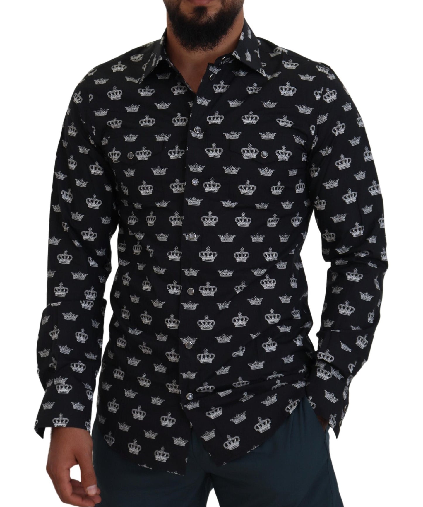 Camicia slim ORO con stampa corona nera