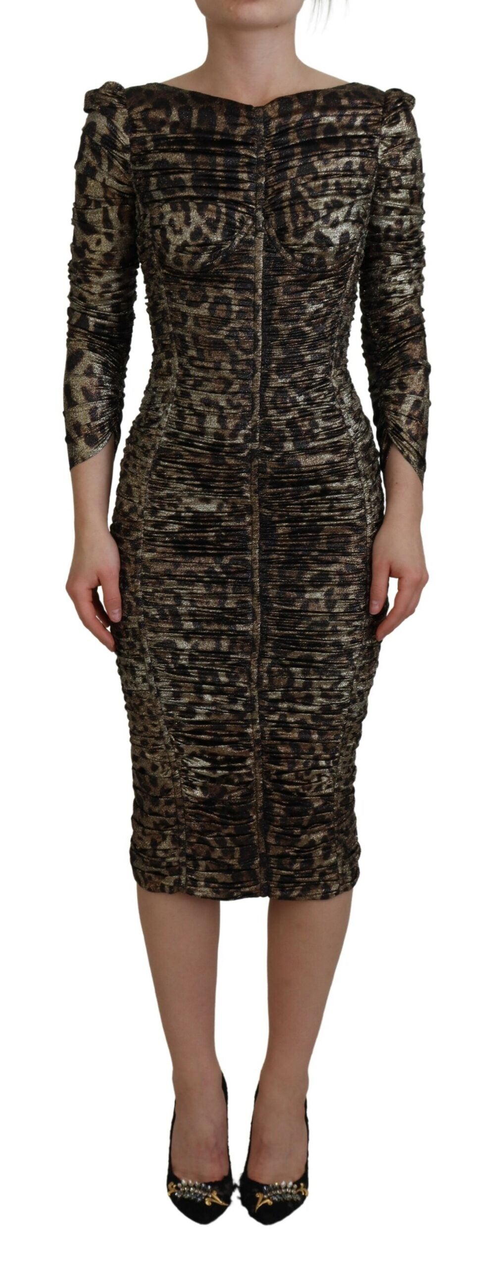 Dolce & Gabbana Elegantes, figurbetontes Midikleid mit Leopardenmuster