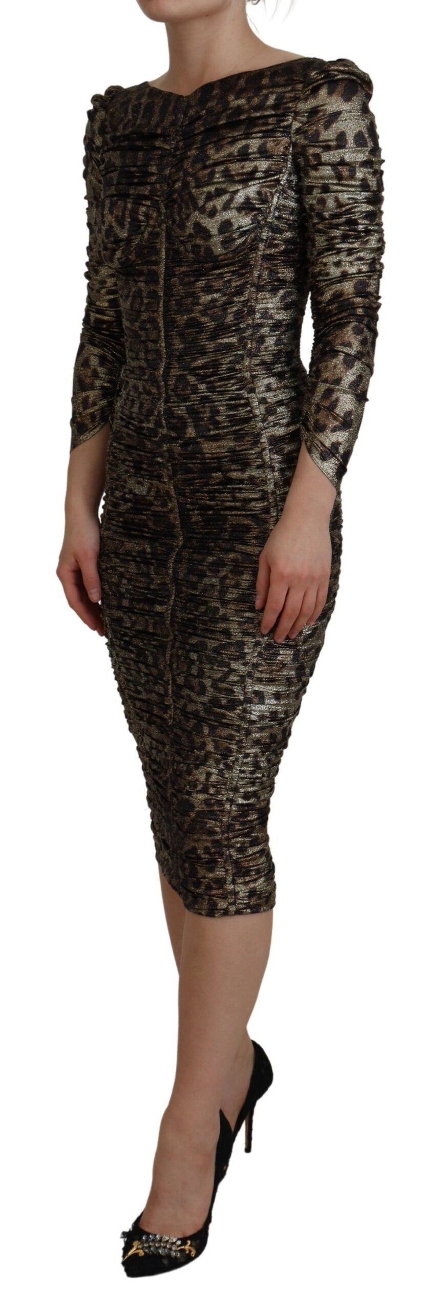 Dolce & Gabbana Elegantes, figurbetontes Midikleid mit Leopardenmuster