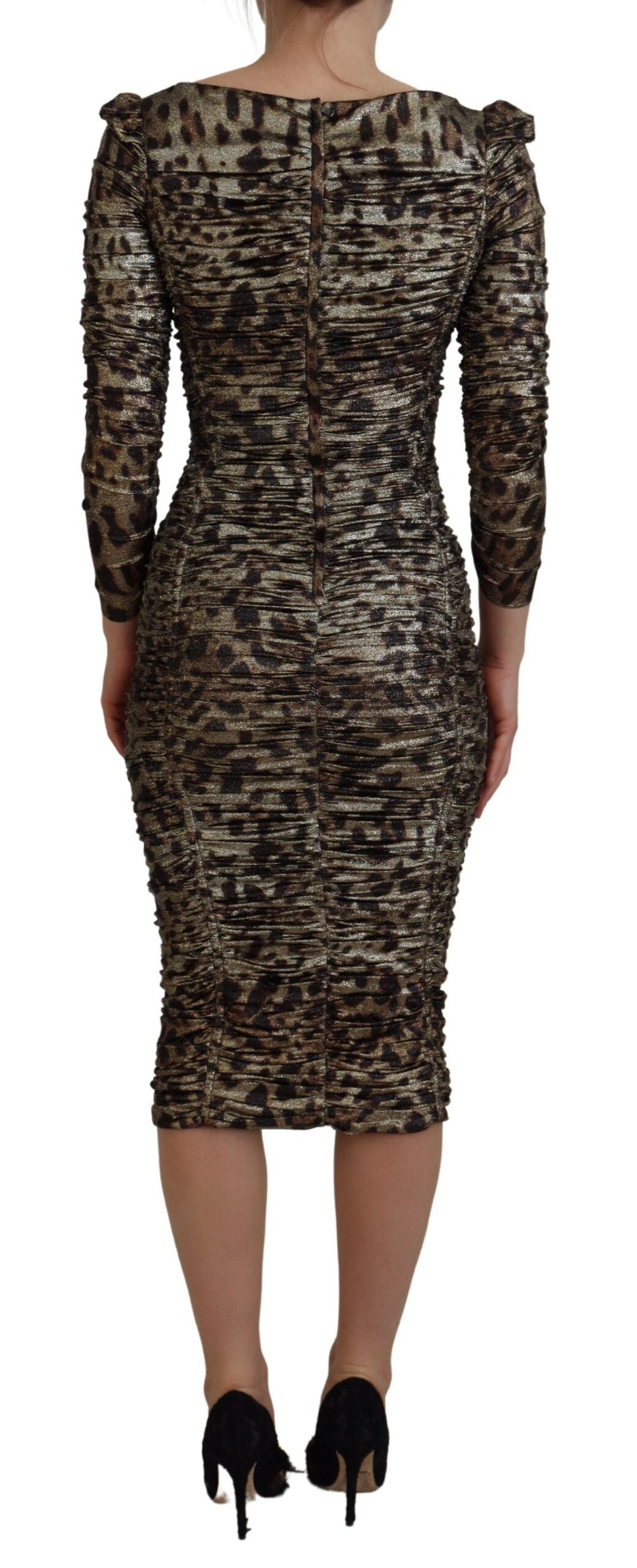 Dolce & Gabbana Elegantes, figurbetontes Midikleid mit Leopardenmuster
