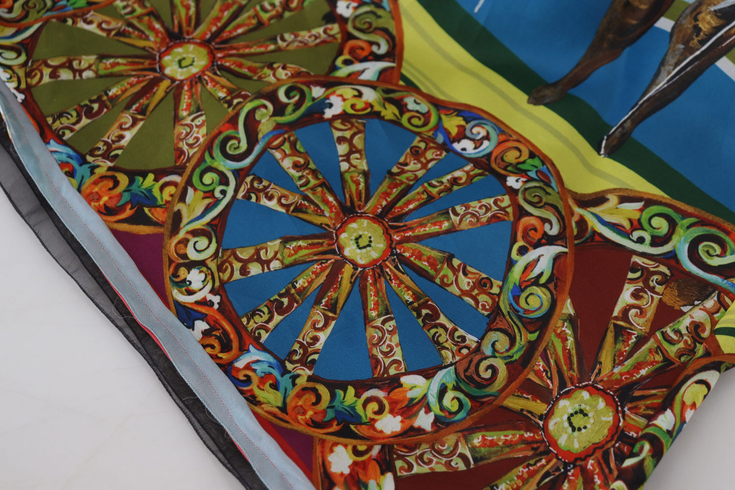 Vestido largo evasé de seda Sicilia multicolor