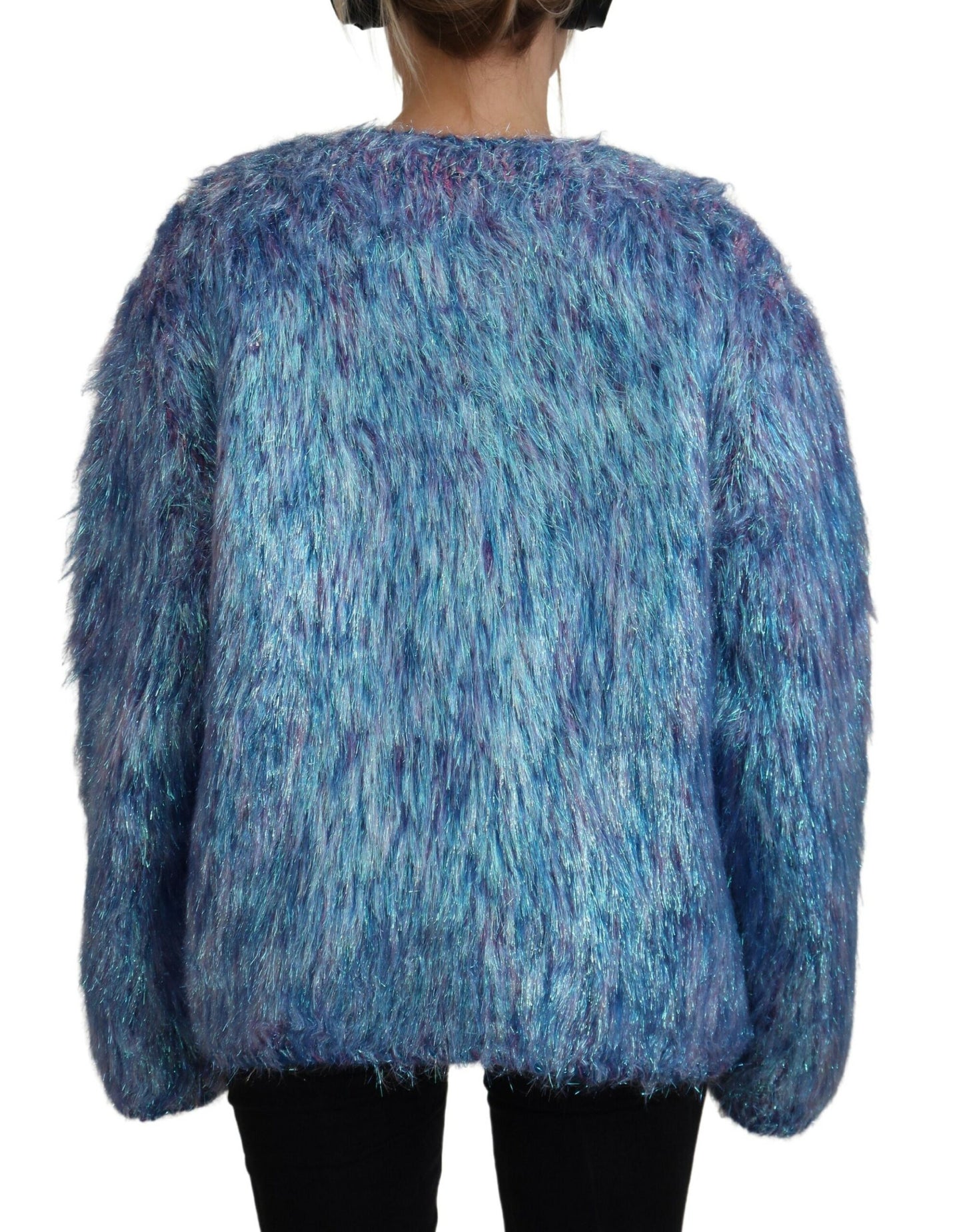 Giacca Cappotto con Frange in Poliestere Multicolor