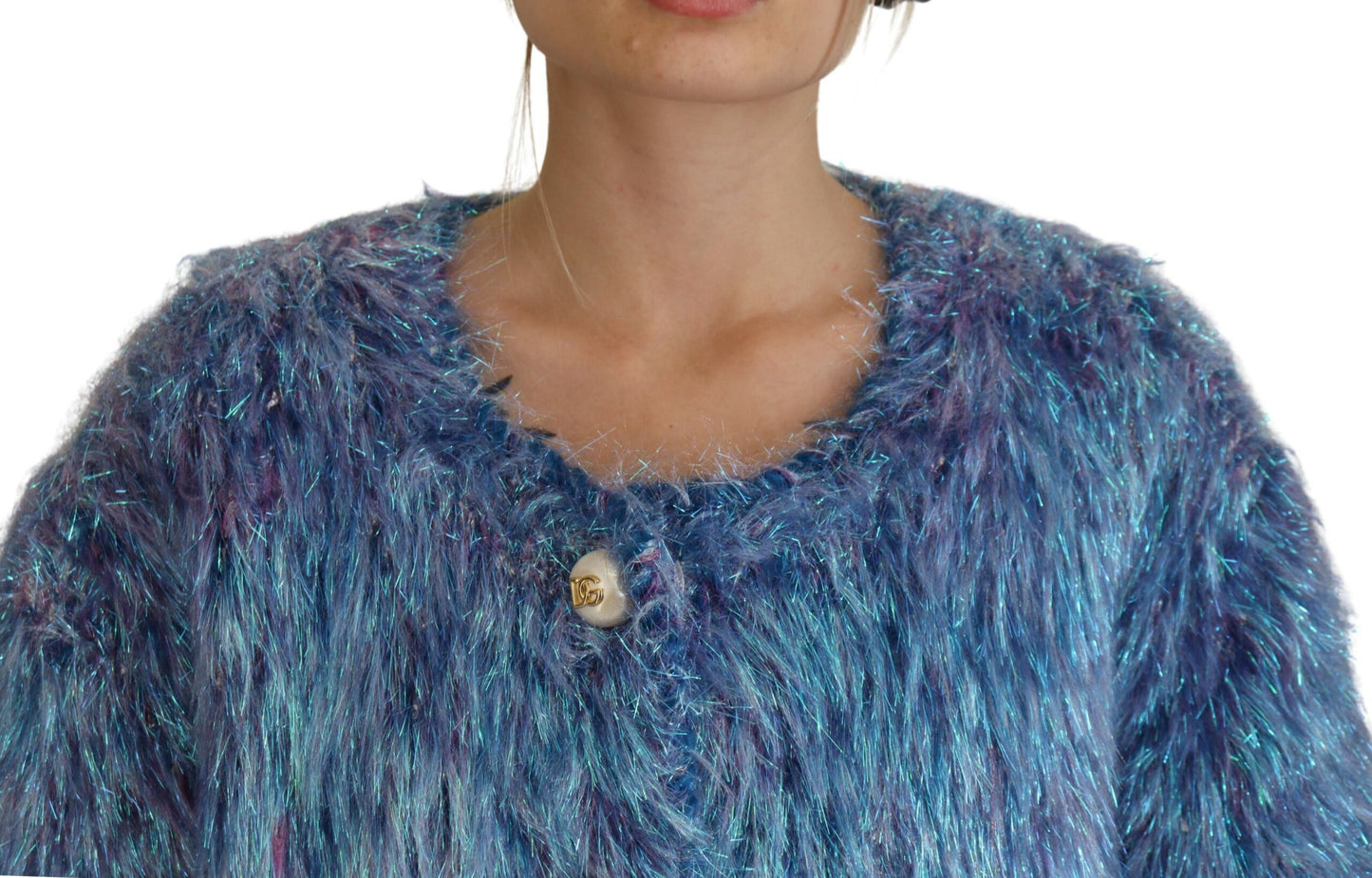 Giacca Cappotto con Frange in Poliestere Multicolor