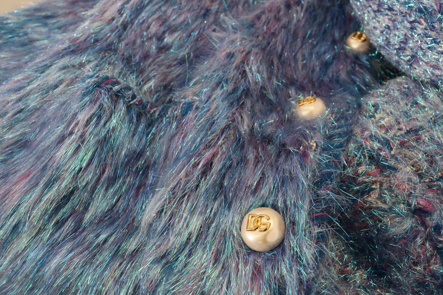 Giacca Cappotto con Frange in Poliestere Multicolor