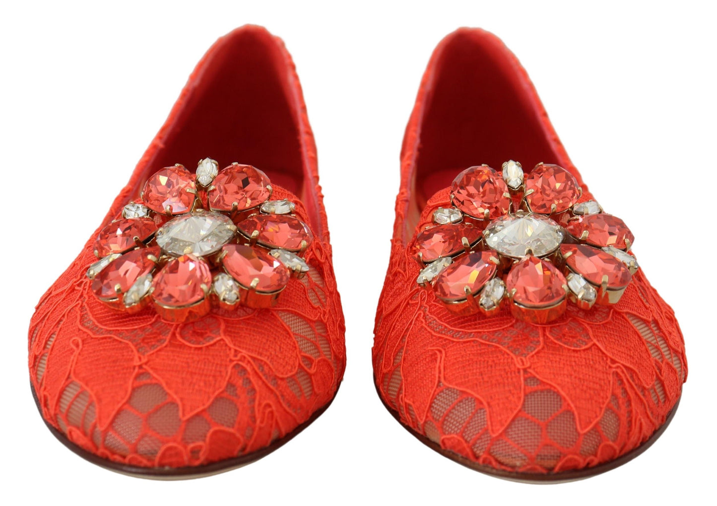 Dolce & Gabbana – Elegante Vally-Ballerinas aus Spitze in Korallenrot