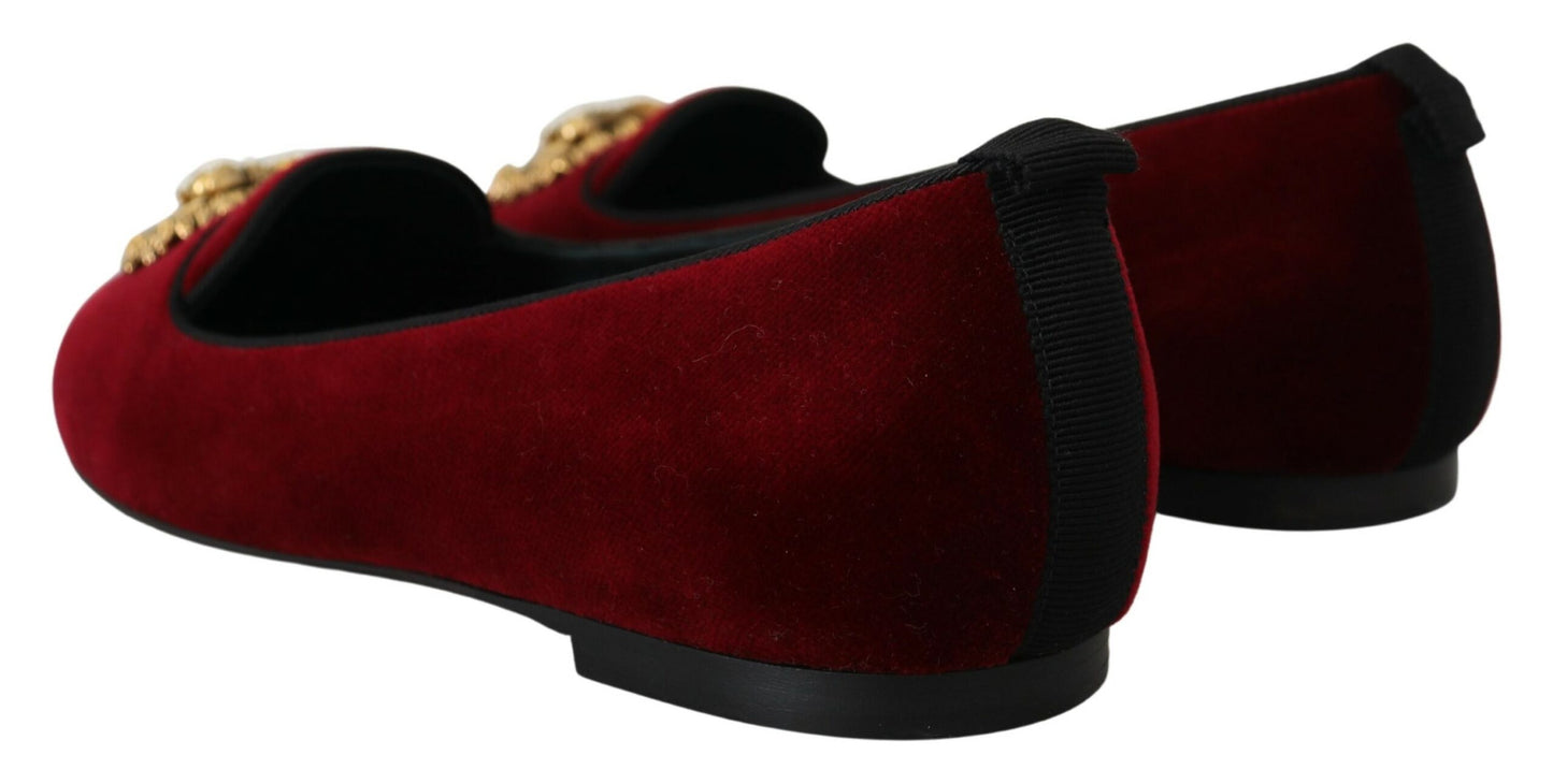 Dolce & Gabbana – Bordeauxfarbene Loafer „Devotion“ aus Samt
