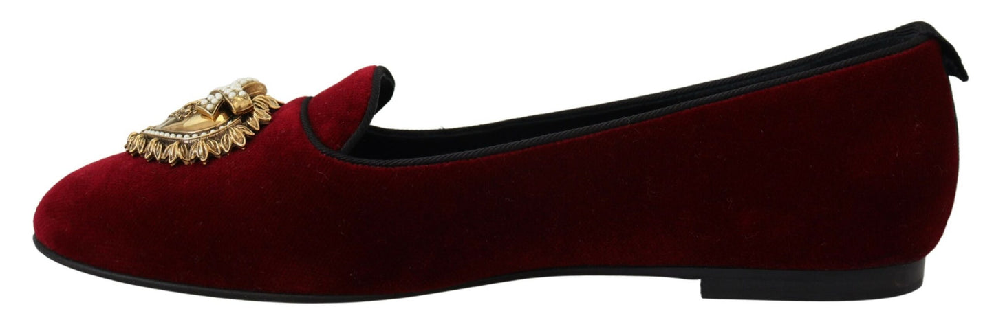 Dolce & Gabbana – Bordeauxfarbene Loafer „Devotion“ aus Samt