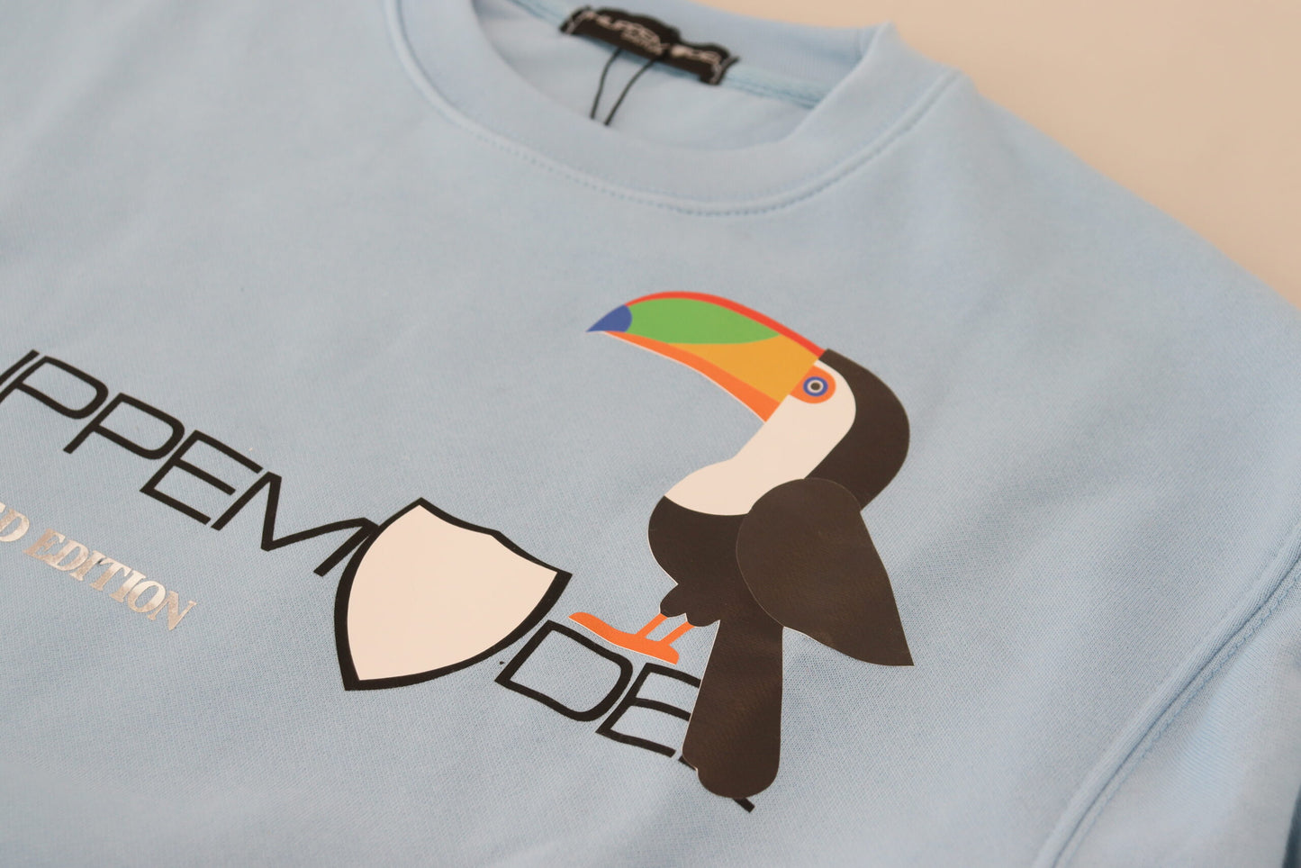 Maglione a maniche lunghe stampato con logo azzurro