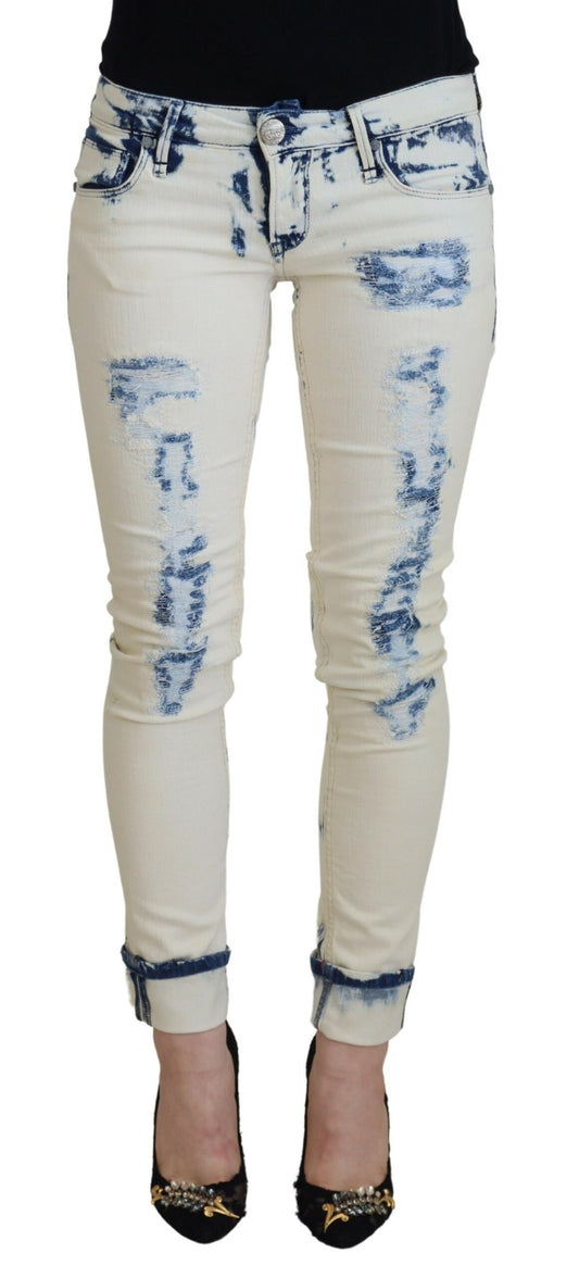 Acht Chic Jeans Skinny Strappati a Vita Bassa