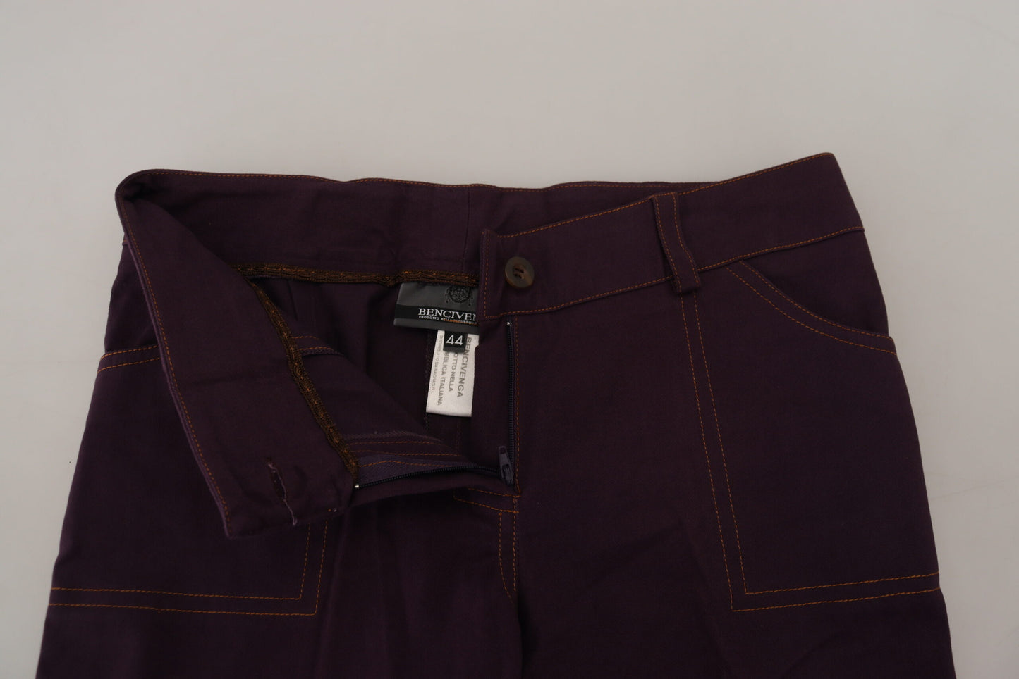Pantaloni in cotone viola eleganti a gamba affusolata BENCIVENGA