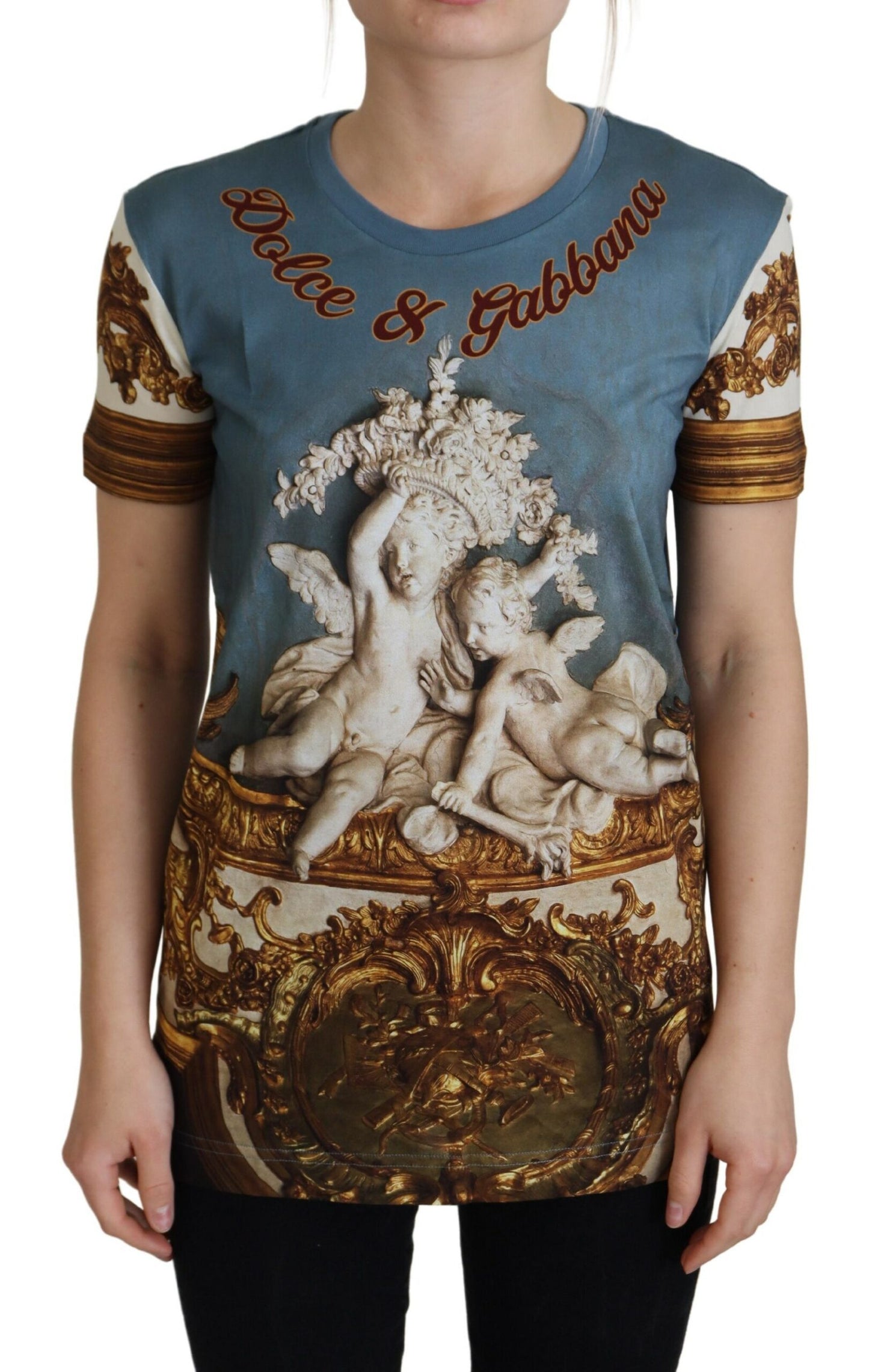 Top camisero con estampado de ángel y logo DG multicolor