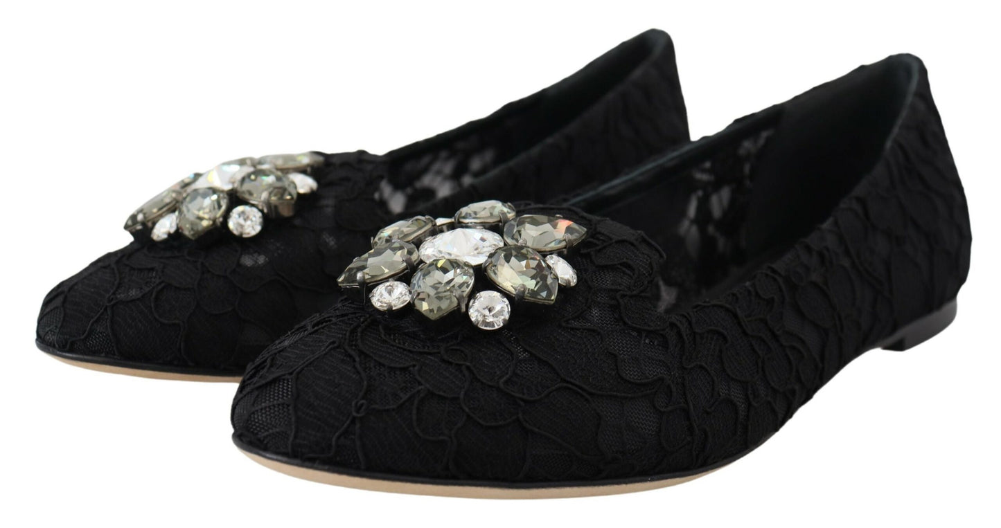 Dolce & Gabbana – Elegante, flache Vally-Schuhe aus floraler Spitze